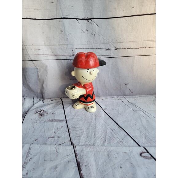 Charlie Brown Red Baseball Cap Hallmark Candle Holder Vintage Chalkware READ - Picture 1 of 7